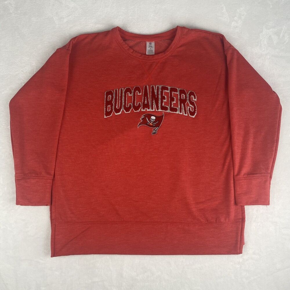NFL Tampa Bay Buccaneers Sweatshirt Womens Medium Red Logo Long Sleeve Sleepwear